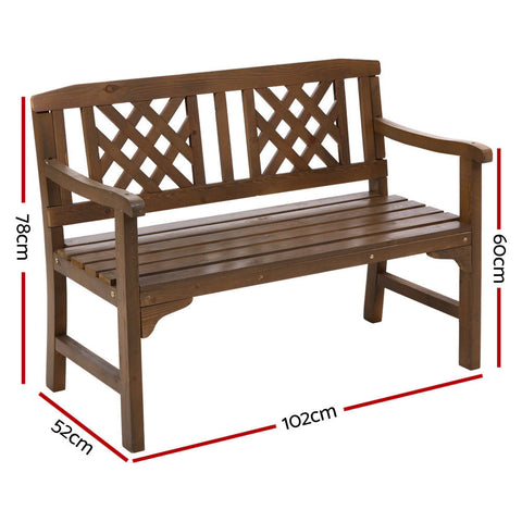 Gardeon Outdoor Garden Bench Wooden Chair 2 Seat Patio Furniture Lounge Natural Chez Guru
