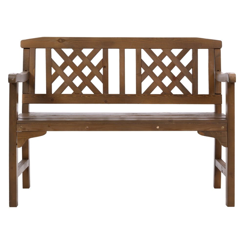 Gardeon Outdoor Garden Bench Wooden Chair 2 Seat Patio Furniture Lounge Natural Chez Guru