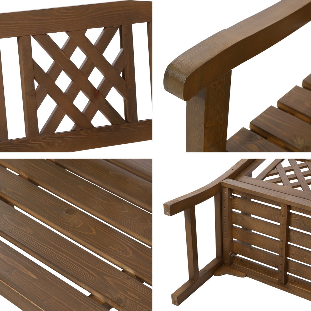 Gardeon Outdoor Garden Bench Wooden Chair 2 Seat Patio Furniture Lounge Natural Chez Guru