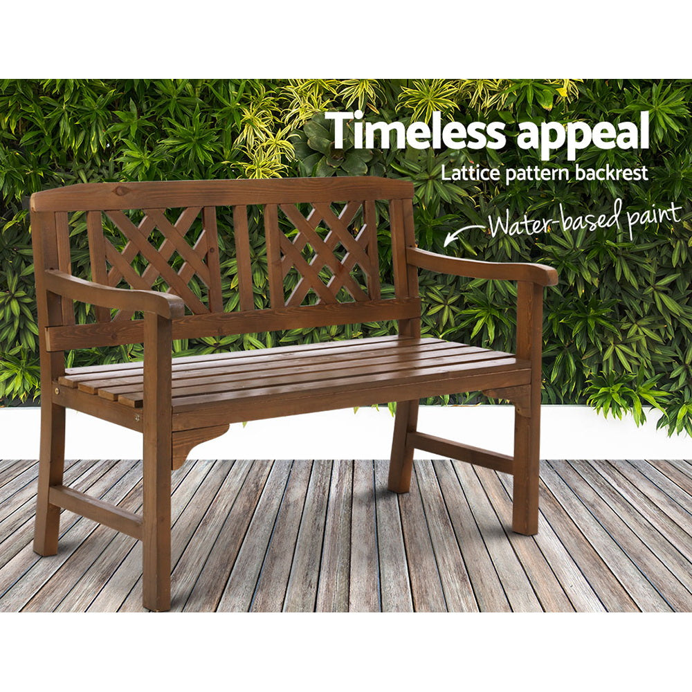 Gardeon Outdoor Garden Bench Wooden Chair 2 Seat Patio Furniture Lounge Natural Chez Guru