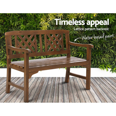 Gardeon Outdoor Garden Bench Wooden Chair 2 Seat Patio Furniture Lounge Natural Chez Guru
