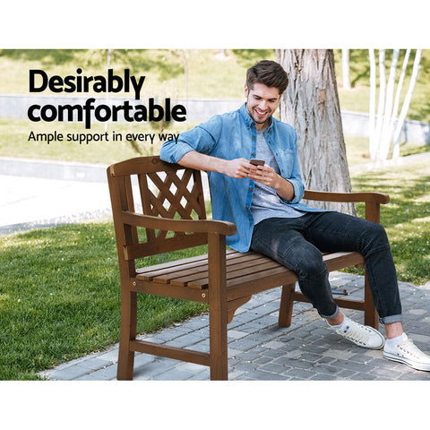 Gardeon Outdoor Garden Bench Wooden Chair 2 Seat Patio Furniture Lounge Natural Chez Guru