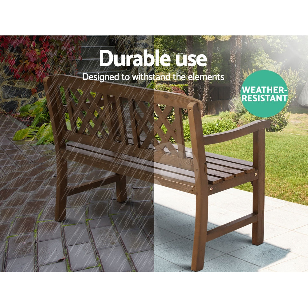 Gardeon Outdoor Garden Bench Wooden Chair 2 Seat Patio Furniture Lounge Natural Chez Guru