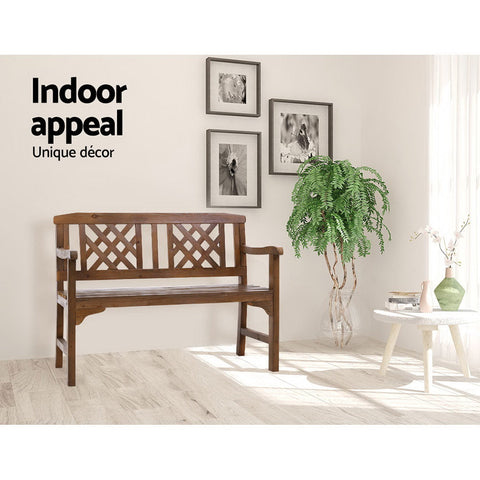 Gardeon Outdoor Garden Bench Wooden Chair 2 Seat Patio Furniture Lounge Natural Chez Guru
