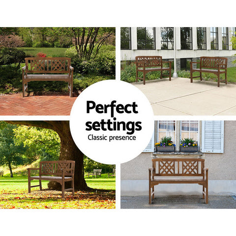 Gardeon Outdoor Garden Bench Wooden Chair 2 Seat Patio Furniture Lounge Natural Chez Guru