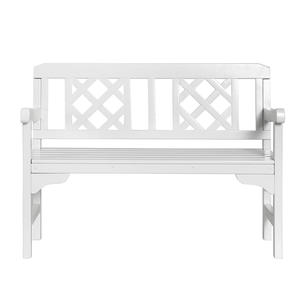 Gardeon Outdoor Garden Bench Wooden Chair 2 Seat Patio Furniture Lounge White Chez Guru