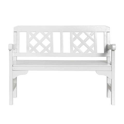 Gardeon Outdoor Garden Bench Wooden Chair 2 Seat Patio Furniture Lounge White Chez Guru