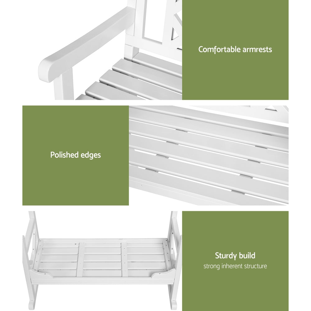 Gardeon Outdoor Garden Bench Wooden Chair 2 Seat Patio Furniture Lounge White Chez Guru