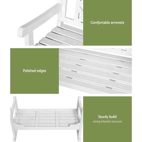 Gardeon Outdoor Garden Bench Wooden Chair 2 Seat Patio Furniture Lounge White Chez Guru
