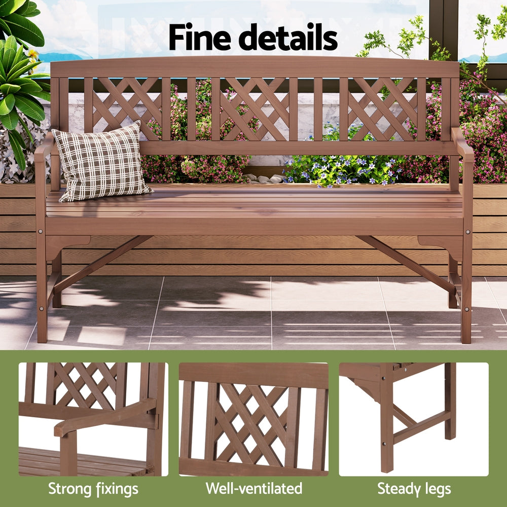 Gardeon Outdoor Garden Bench Wooden Chair 3 Seat Patio Furniture Lounge Natural Chez Guru