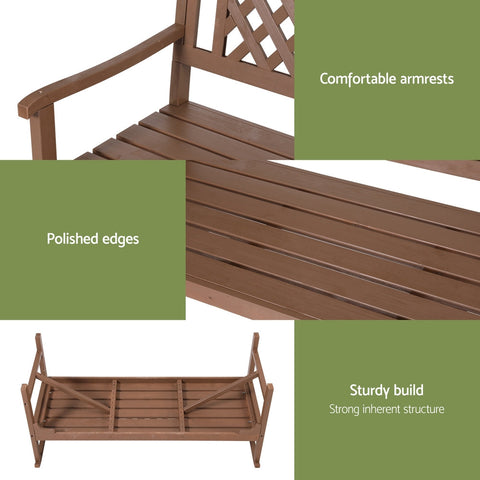 Gardeon Outdoor Garden Bench Wooden Chair 3 Seat Patio Furniture Lounge Natural Chez Guru
