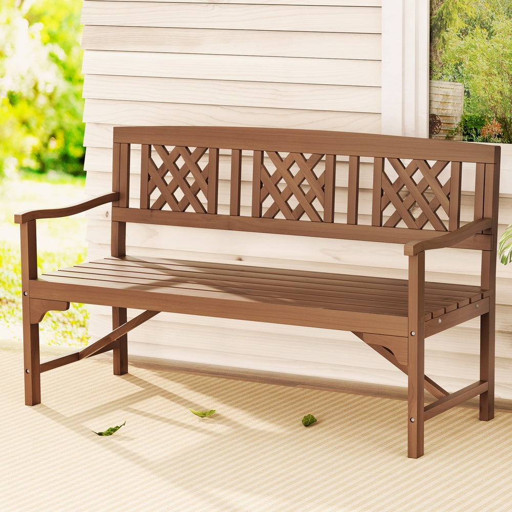 Gardeon Outdoor Garden Bench Wooden Chair 3 Seat Patio Furniture Lounge Natural Chez Guru