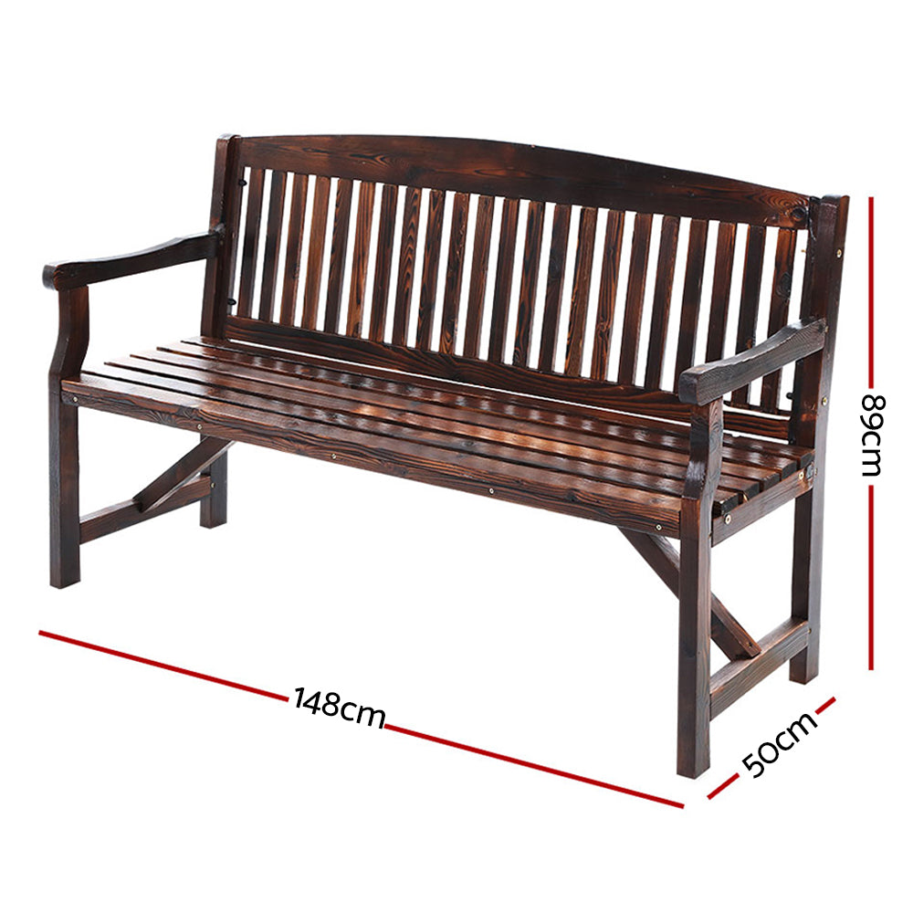Gardeon 5FT Outdoor Garden Bench Wooden 3 Seat Chair Patio Furniture Charcoal Chez Guru