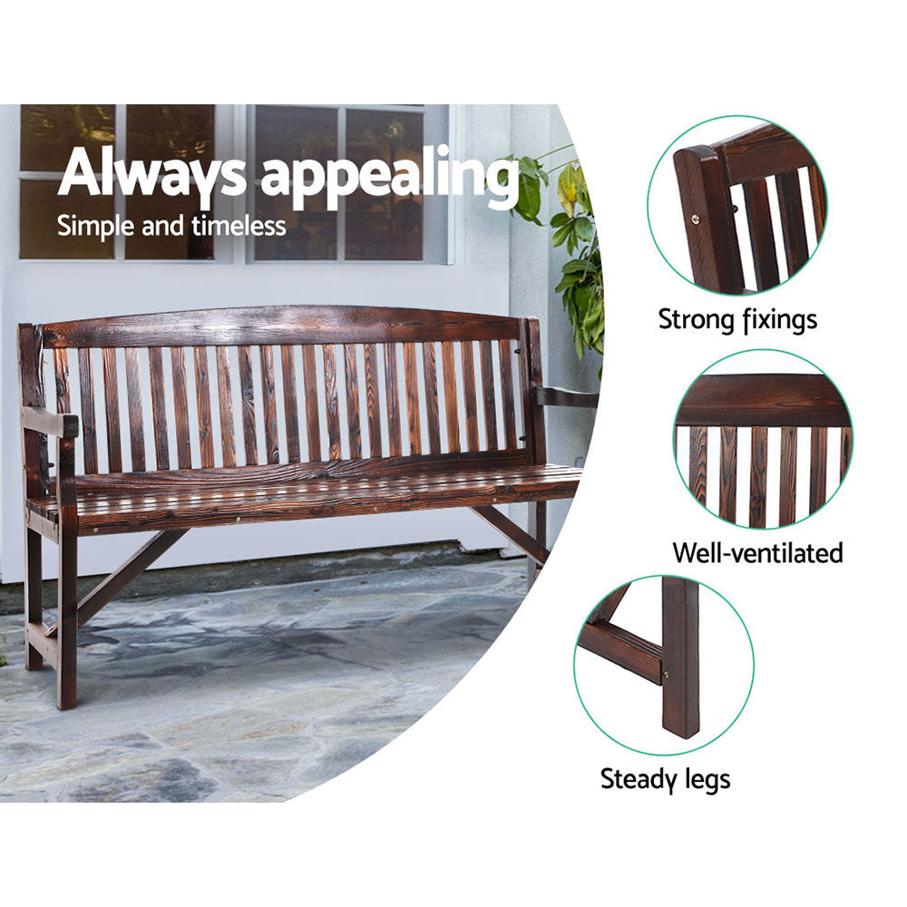 Gardeon 5FT Outdoor Garden Bench Wooden 3 Seat Chair Patio Furniture Charcoal Chez Guru