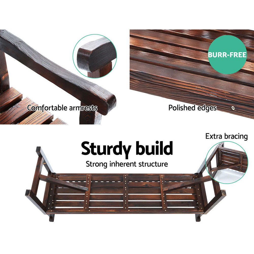 Gardeon 5FT Outdoor Garden Bench Wooden 3 Seat Chair Patio Furniture Charcoal Chez Guru