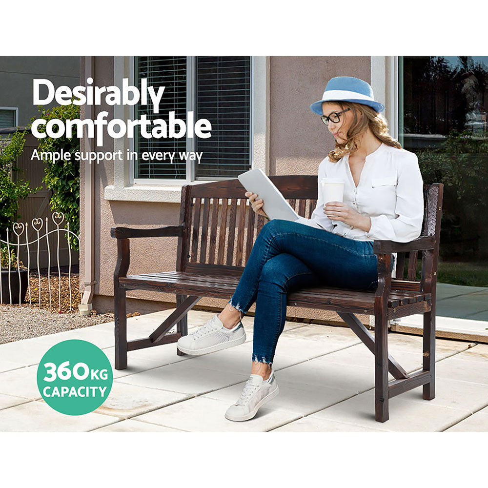 Gardeon 5FT Outdoor Garden Bench Wooden 3 Seat Chair Patio Furniture Charcoal Chez Guru