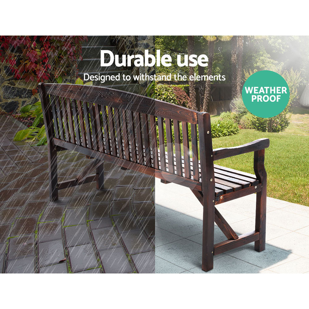 Gardeon 5FT Outdoor Garden Bench Wooden 3 Seat Chair Patio Furniture Charcoal Chez Guru
