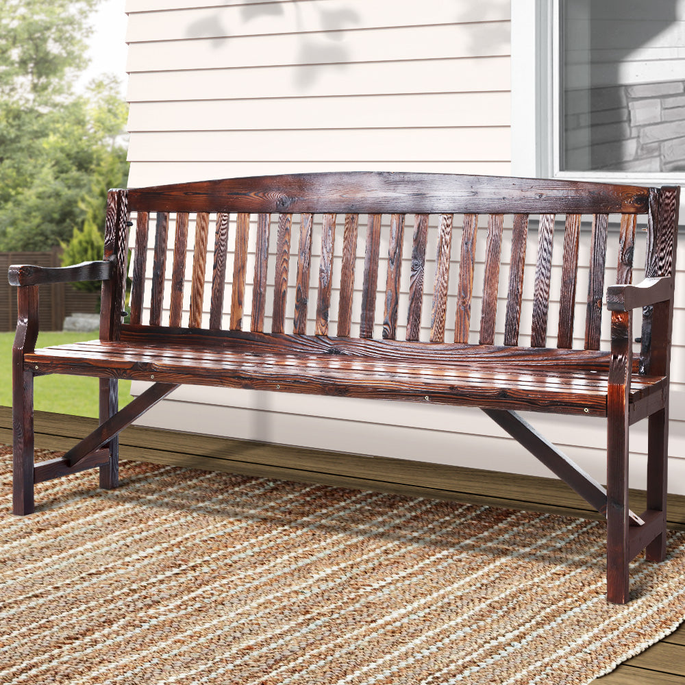 Gardeon 5FT Outdoor Garden Bench Wooden 3 Seat Chair Patio Furniture Charcoal Chez Guru
