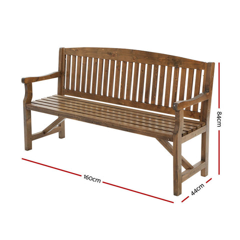 Gardeon 5FT Outdoor Garden Bench Wooden 3 Seat Chair Patio Furniture Natural Chez Guru