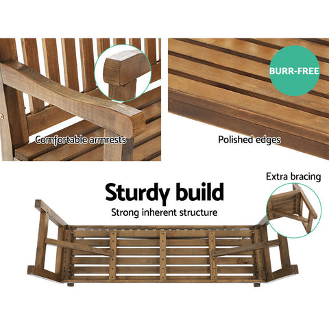 Gardeon 5FT Outdoor Garden Bench Wooden 3 Seat Chair Patio Furniture Natural Chez Guru