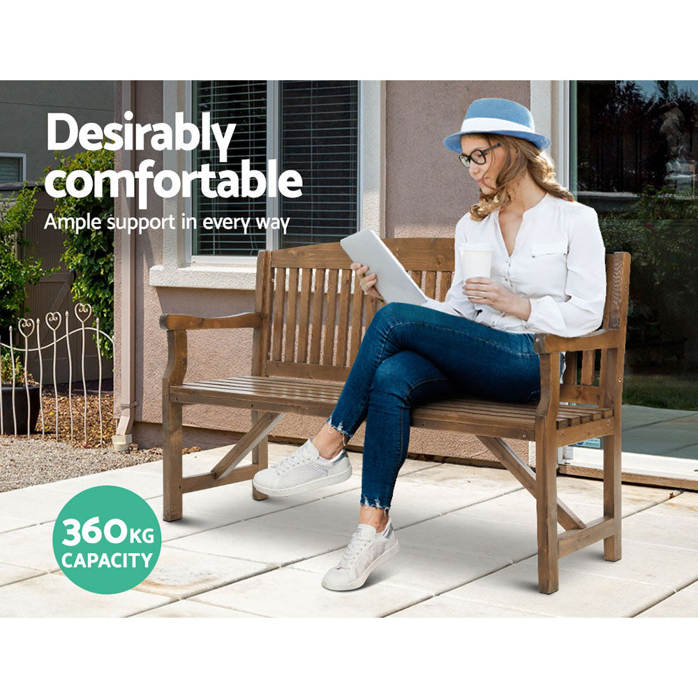 Gardeon 5FT Outdoor Garden Bench Wooden 3 Seat Chair Patio Furniture Natural Chez Guru