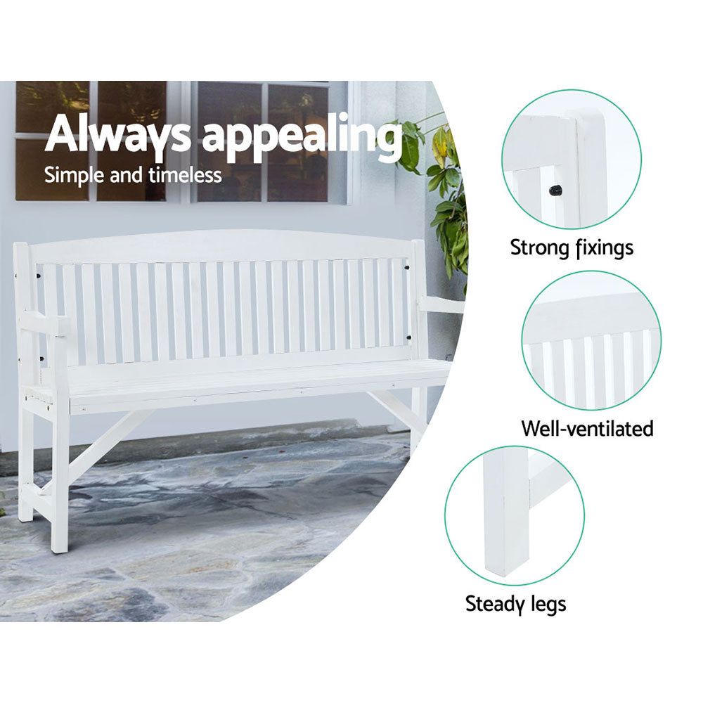 Gardeon 5FT Outdoor Garden Bench Wooden 3 Seat Chair Patio Furniture White Chez Guru