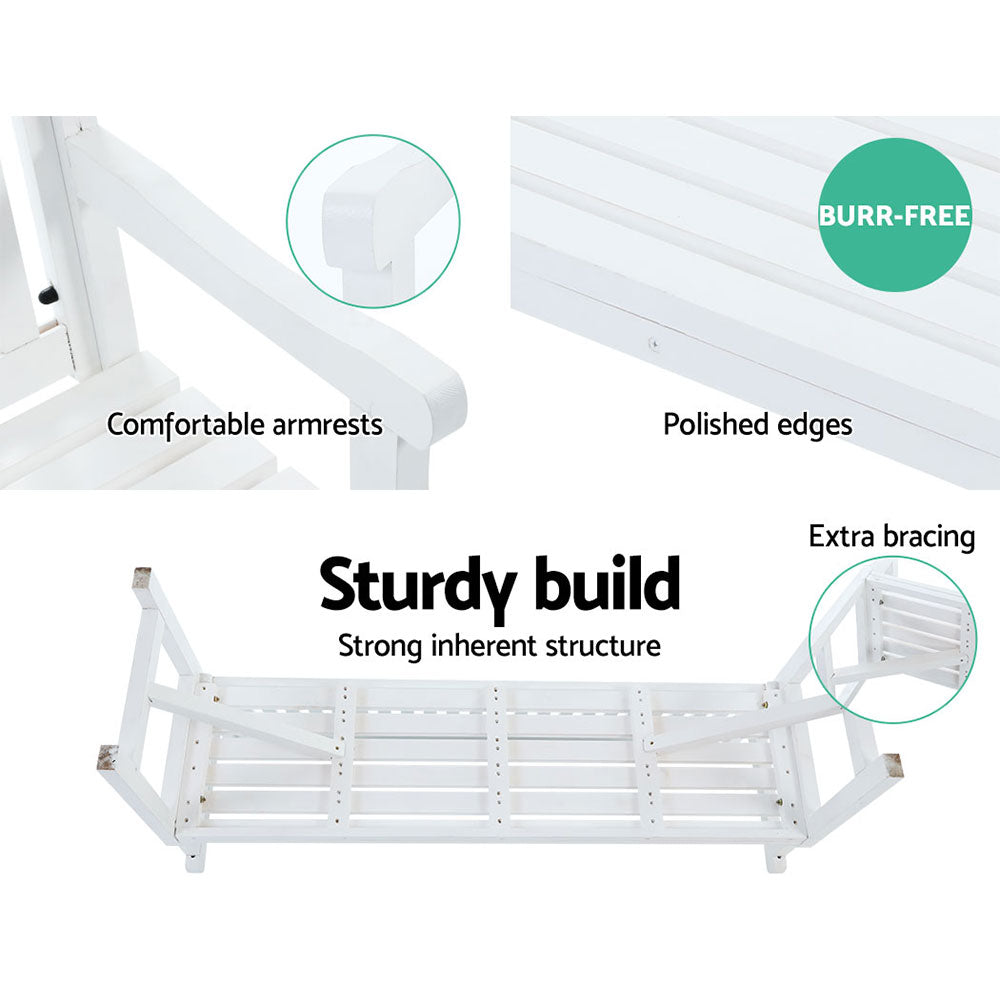Gardeon 5FT Outdoor Garden Bench Wooden 3 Seat Chair Patio Furniture White Chez Guru
