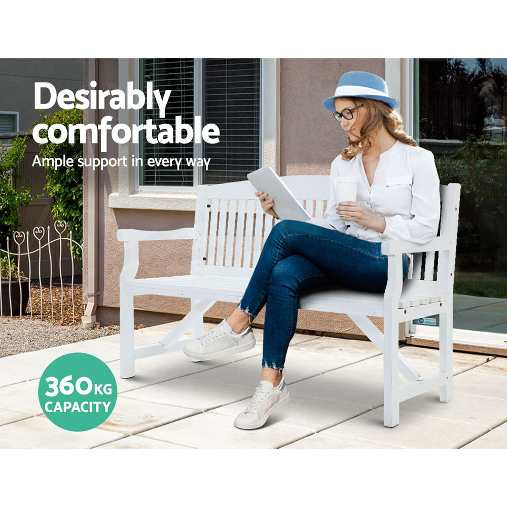 Gardeon 5FT Outdoor Garden Bench Wooden 3 Seat Chair Patio Furniture White Chez Guru