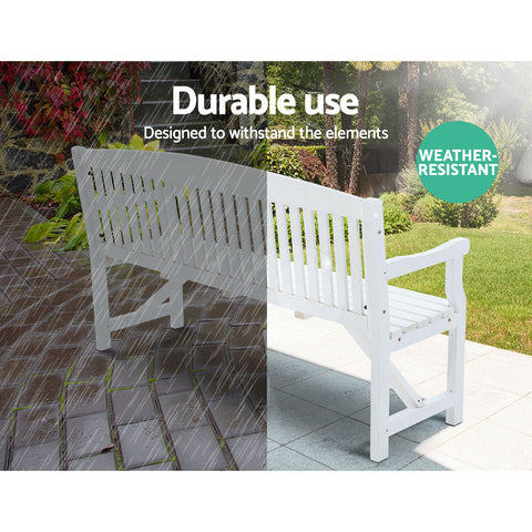 Gardeon 5FT Outdoor Garden Bench Wooden 3 Seat Chair Patio Furniture White Chez Guru