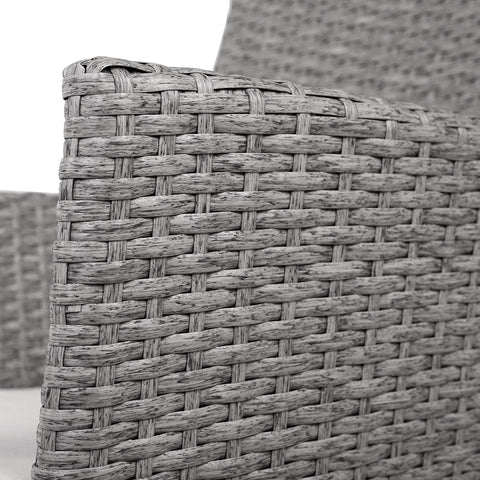 Gardeon 3PC Outdoor Bistro Set Patio Furniture Wicker Setting Chairs Table Cushion Grey Chez Guru