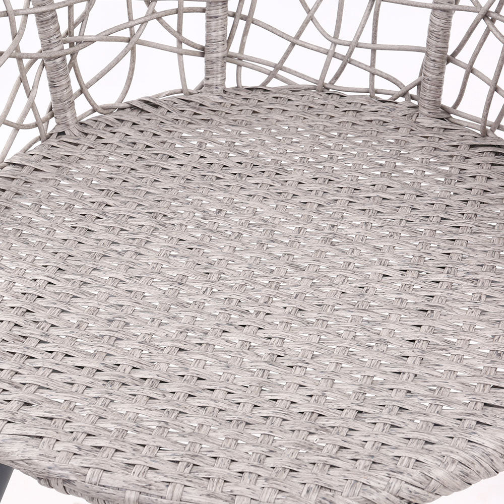 Gardeon 3PC Bistro Set Outdoor Furniture Rattan Table Chairs Patio Garden Cushion Grey Chez Guru