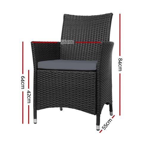 Gardeon Outdoor Dining Chairs Patio Furniture Wicker Garden Cushion Idris 2PC Chez Guru