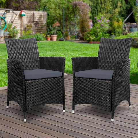 Gardeon Outdoor Dining Chairs Patio Furniture Wicker Garden Cushion Idris 2PC Chez Guru