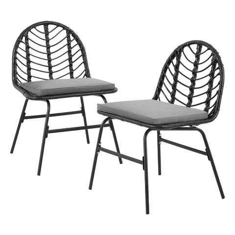 Gardeon 2x Outdoor Chairs Dining Chair Lounge Wicker Patio Furniture Black Chez Guru