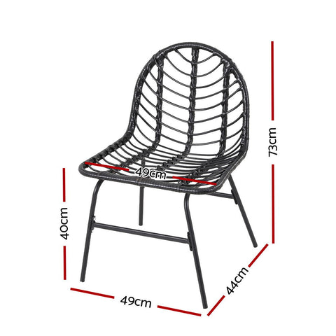 Gardeon 2x Outdoor Chairs Dining Chair Lounge Wicker Patio Furniture Black Chez Guru