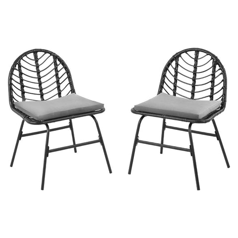 Gardeon 2x Outdoor Chairs Dining Chair Lounge Wicker Patio Furniture Black Chez Guru