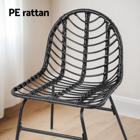 Gardeon 2x Outdoor Chairs Dining Chair Lounge Wicker Patio Furniture Black Chez Guru