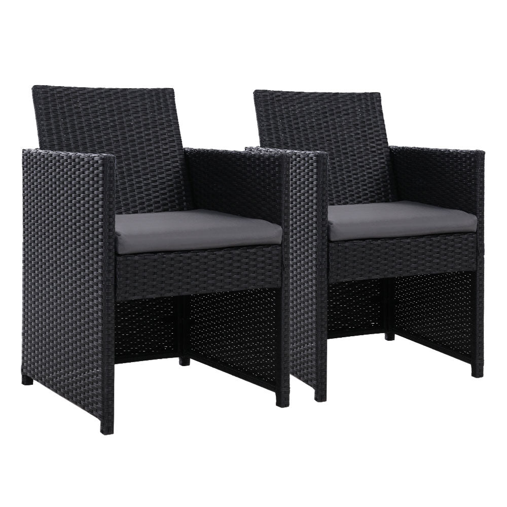Gardeon 2PC Outdoor Dining Chairs Patio Furniture Wicker Garden Cushion Hugo Chez Guru