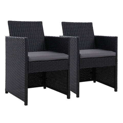 Gardeon 2PC Outdoor Dining Chairs Patio Furniture Wicker Garden Cushion Hugo Chez Guru