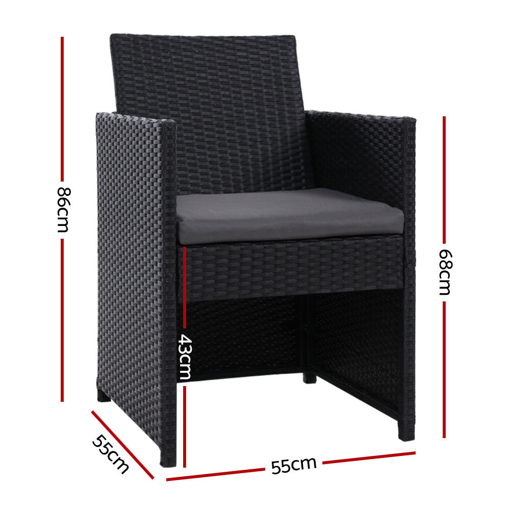 Gardeon 2PC Outdoor Dining Chairs Patio Furniture Wicker Garden Cushion Hugo Chez Guru
