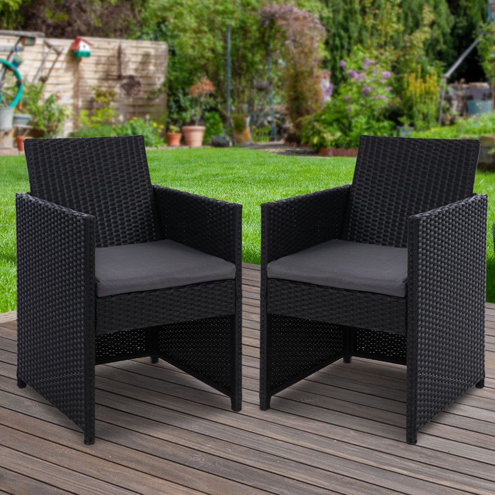 Gardeon 2PC Outdoor Dining Chairs Patio Furniture Wicker Garden Cushion Hugo Chez Guru