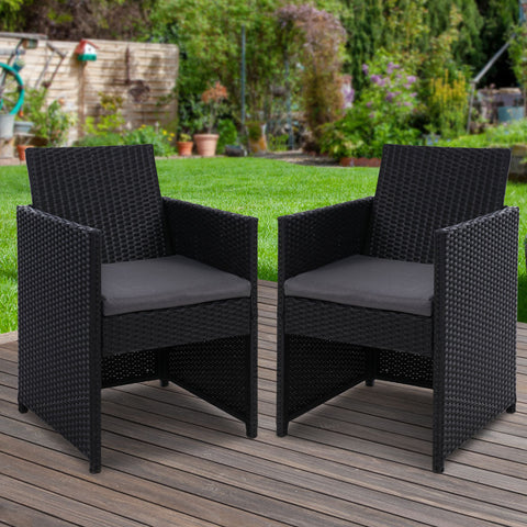 Gardeon 2PC Outdoor Dining Chairs Patio Furniture Wicker Garden Cushion Hugo Chez Guru