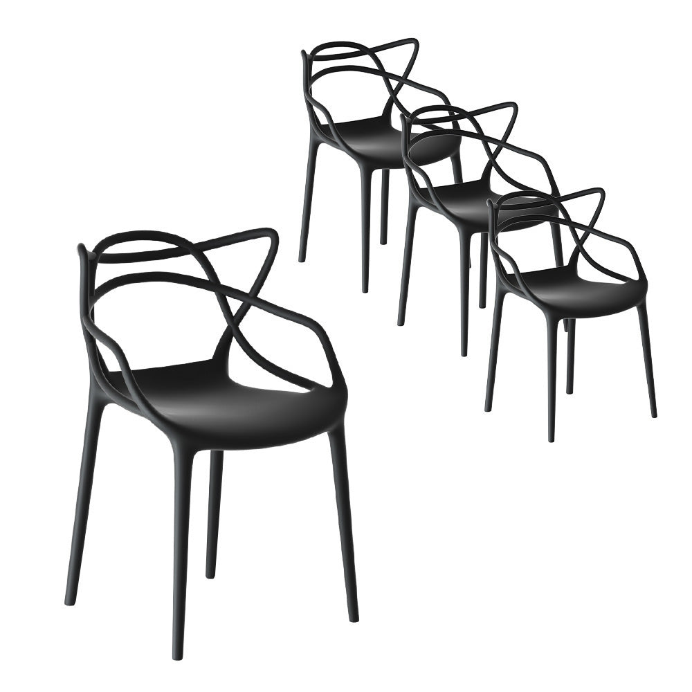 Gardeon 4PC Outdoor Dining Chairs PP Portable Stackable Chair Patio Furniture Chez Guru