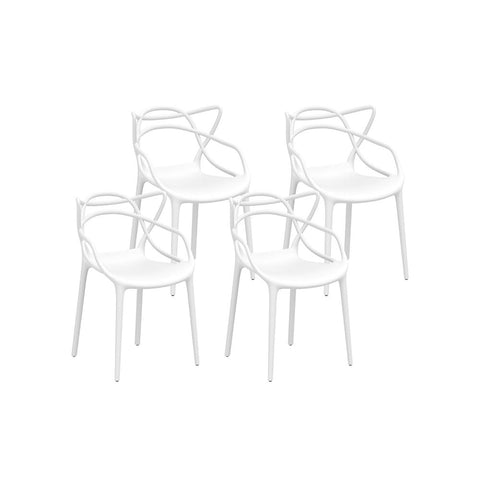 Gardeon 4PC Outdoor Dining Chairs PP Portable Stackable Chair Patio Furniture White Chez Guru
