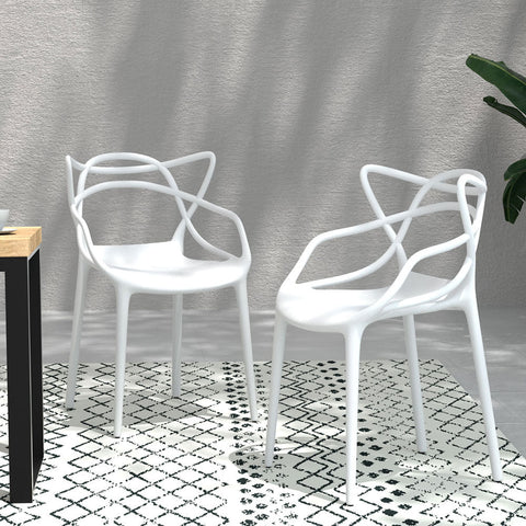 Gardeon 4PC Outdoor Dining Chairs PP Portable Stackable Chair Patio Furniture White Chez Guru
