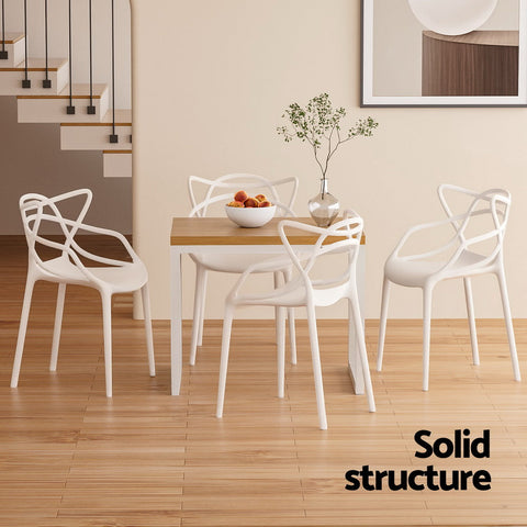 Gardeon 4PC Outdoor Dining Chairs PP Portable Stackable Chair Patio Furniture White Chez Guru