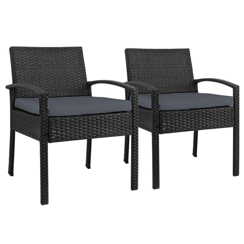 Gardeon 2PC Outdoor Dining Chairs Patio Furniture Rattan Lounge Chair Cushion Felix Chez Guru