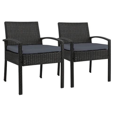 Gardeon 2PC Outdoor Dining Chairs Patio Furniture Rattan Lounge Chair Cushion Felix Chez Guru