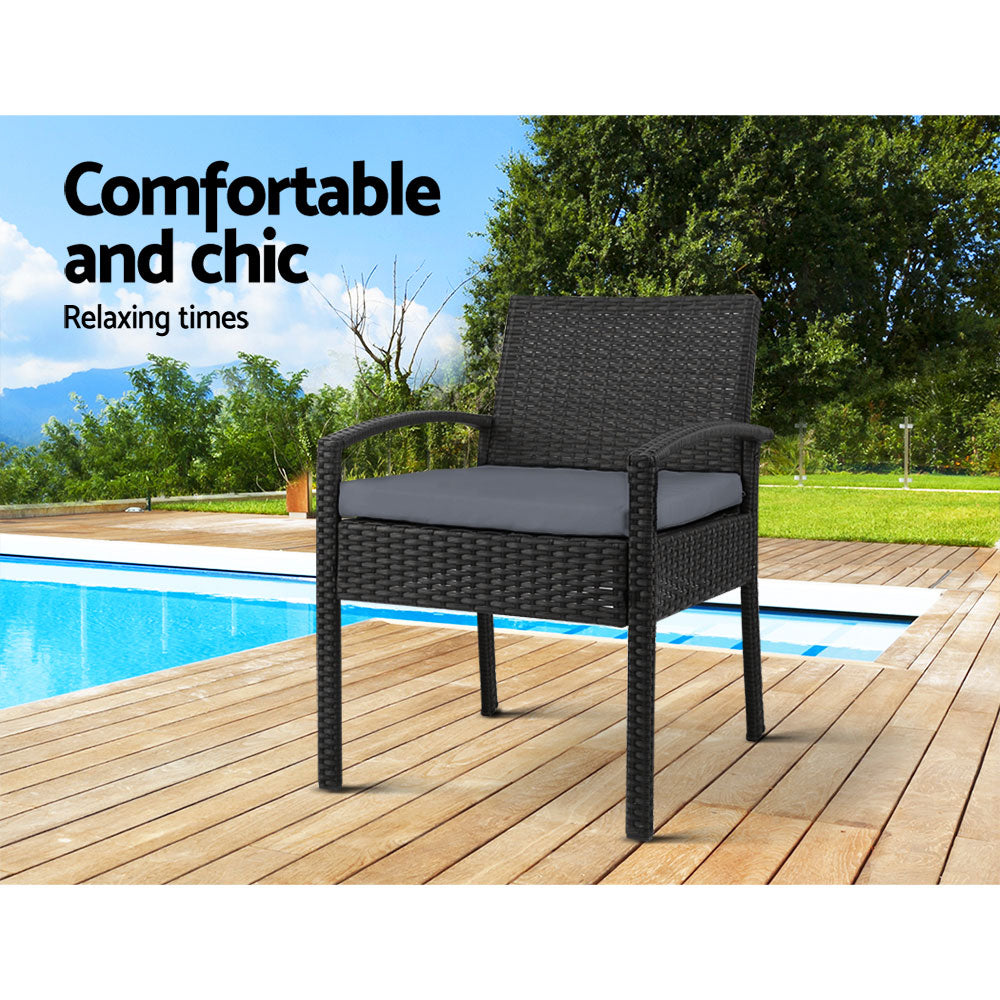Gardeon 2PC Outdoor Dining Chairs Patio Furniture Rattan Lounge Chair Cushion Felix Chez Guru