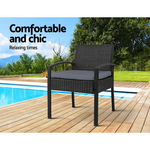 Gardeon 2PC Outdoor Dining Chairs Patio Furniture Rattan Lounge Chair Cushion Felix Chez Guru